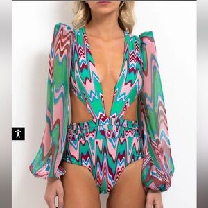 PatBO WAVE CUT-OUT BODYSUIT